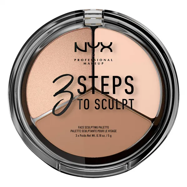 NYX Professional Makeup púder alapú kontúr paletta - 3 Steps To Sculpt Face Sculpting Palette – Fair (3STS01)