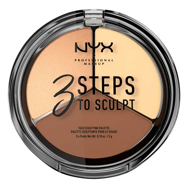 NYX Professional Makeup púder alapú kontúr paletta - 3 Steps To Sculpt Face Sculpting Palette – Light (3STS02)