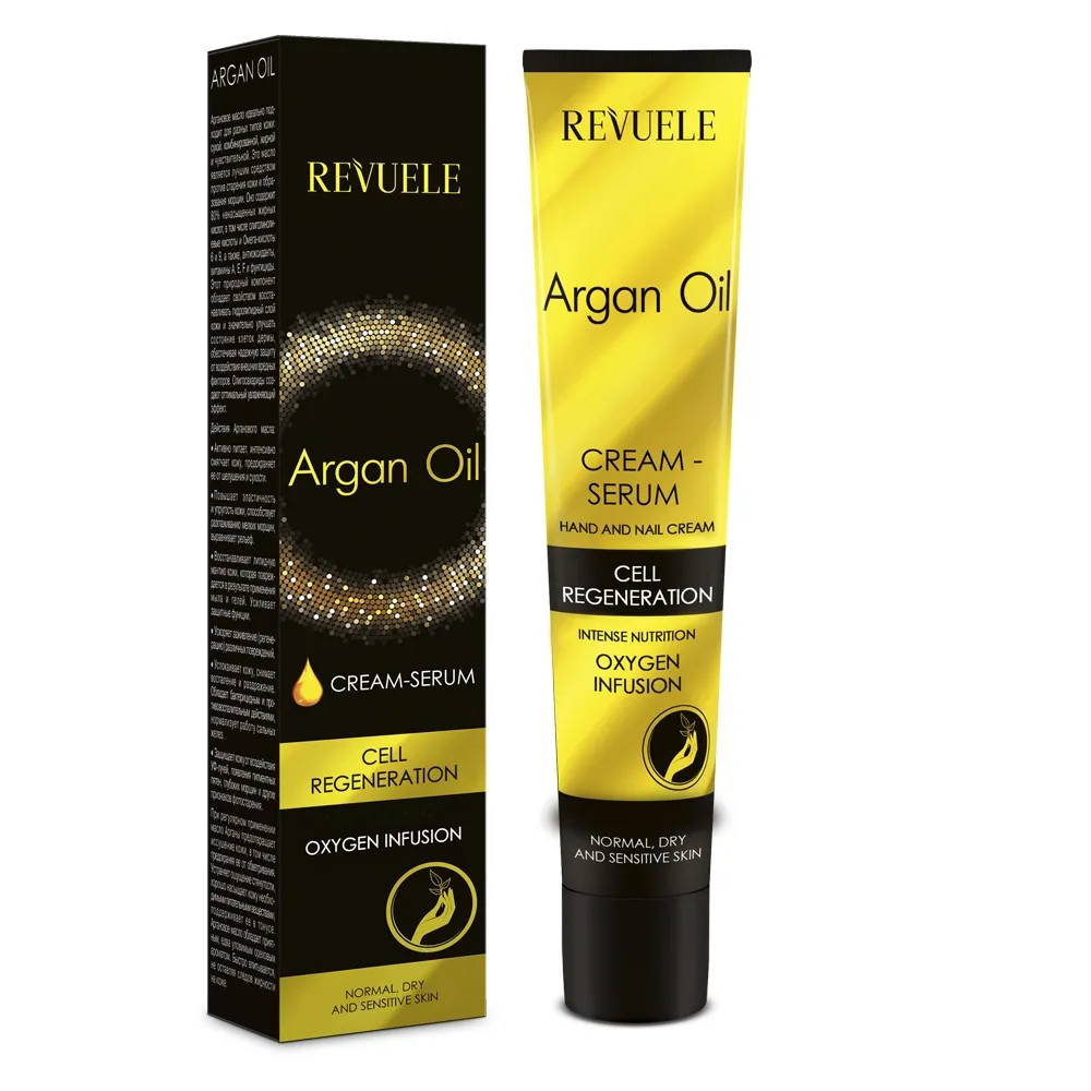 Revuele Argan Oil Hand & Nail Cream - Serum Cell Regeneration Oxygen Infusion Argánolajos Kéz- és Körömápoló Krém/Szérum