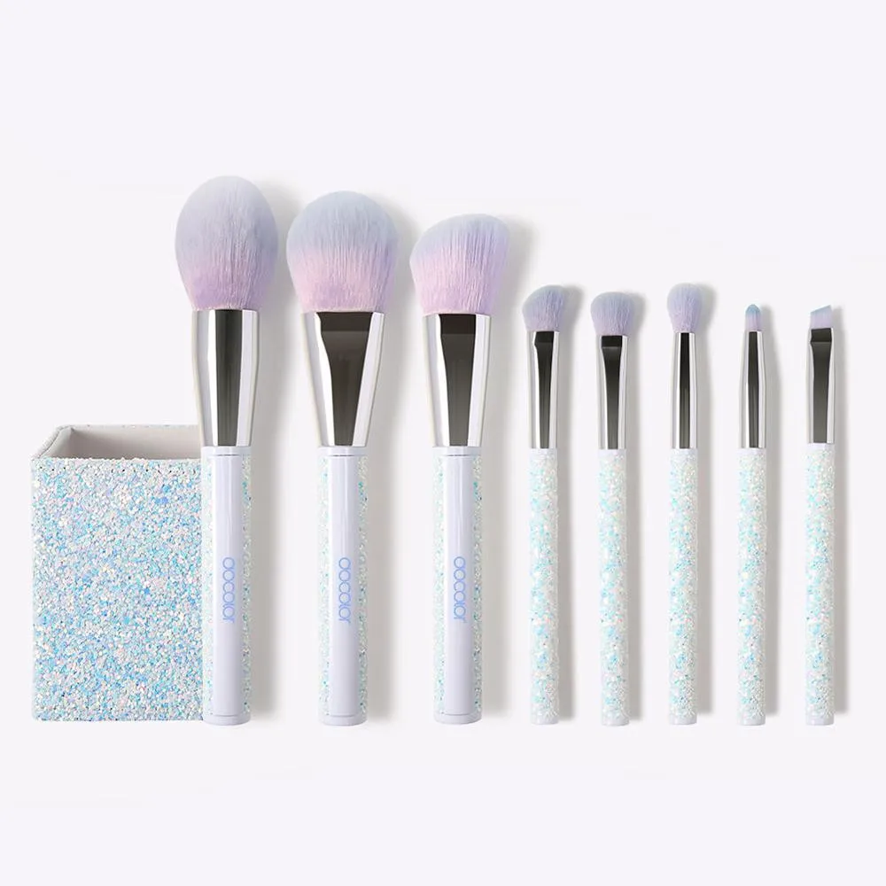 Docolor 8 Pieces Sparkle Brush Set With Holder ecsetkészlet tartóval (White) (T0804)