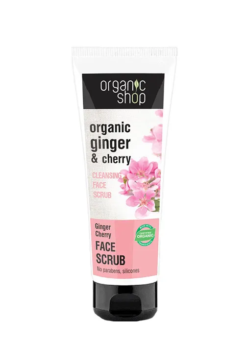 Organic Shop Cleansing Face Scrub Ginger Cherry arcradír (75 ml)