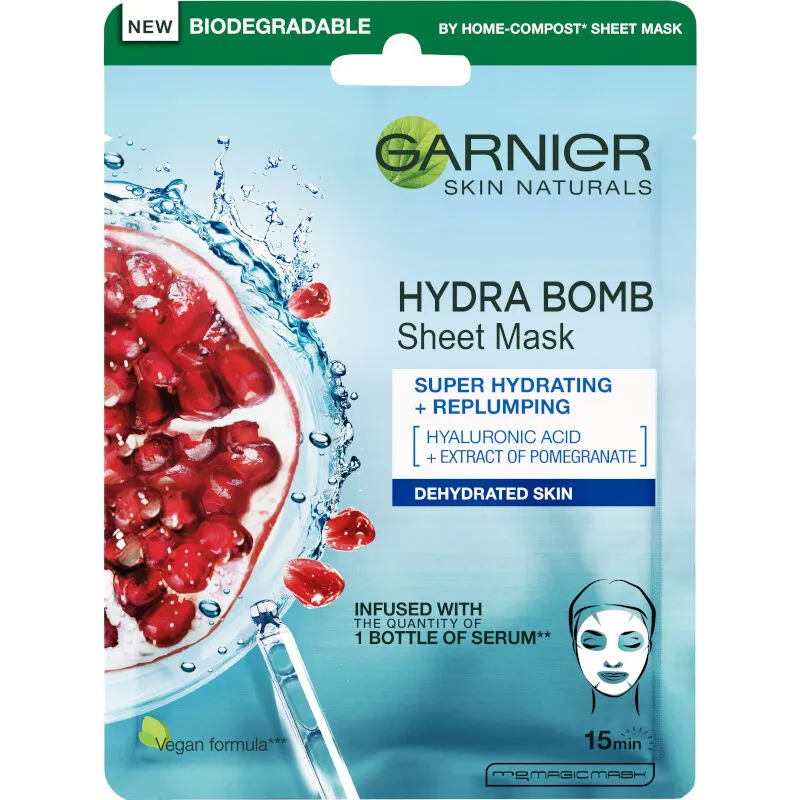 Garnier Skin Naturals Tissue Mask Moisture + Aqua Bomb Face Mask fátyolmaszk