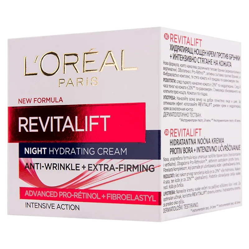 L’Oréal Paris Revitalift Hydrating Cream Night éjszakai ránctalanító krém a bőr feszesítéséért, minden bőrtípusra