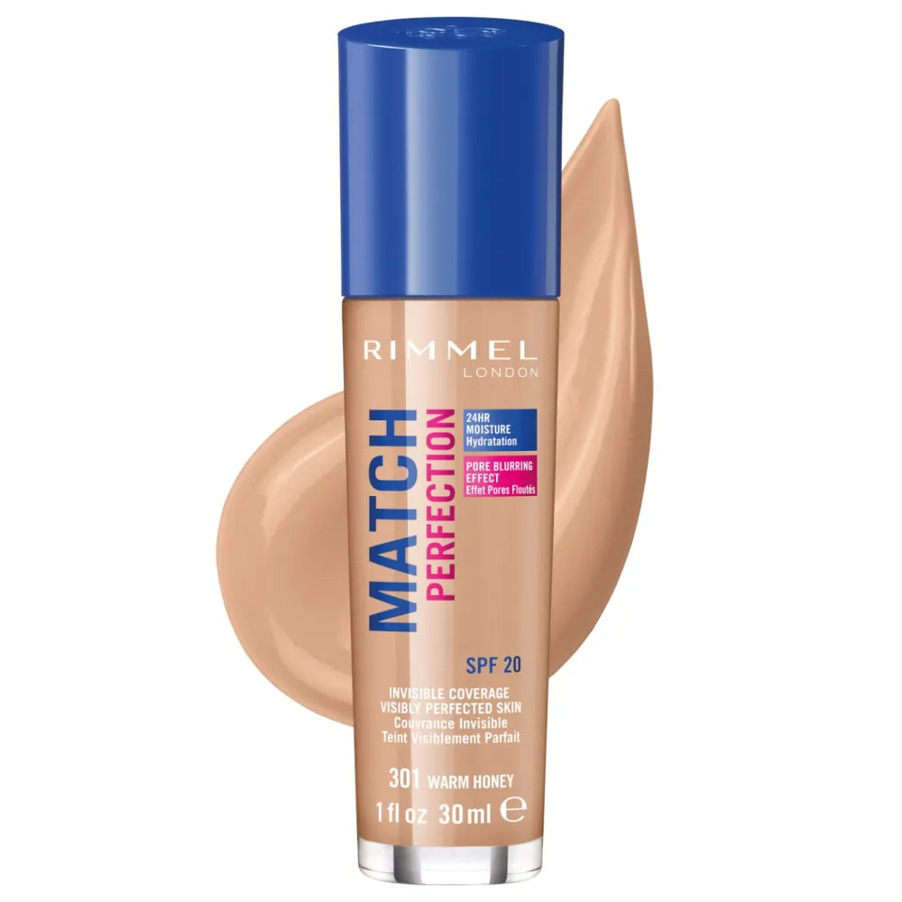 Rimmel London Match Perfection Foundation - 301 Warm Honey