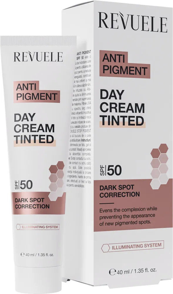 Revuele -színezett nappali krém- Anti Pigment Tinted Day Cream SPF50