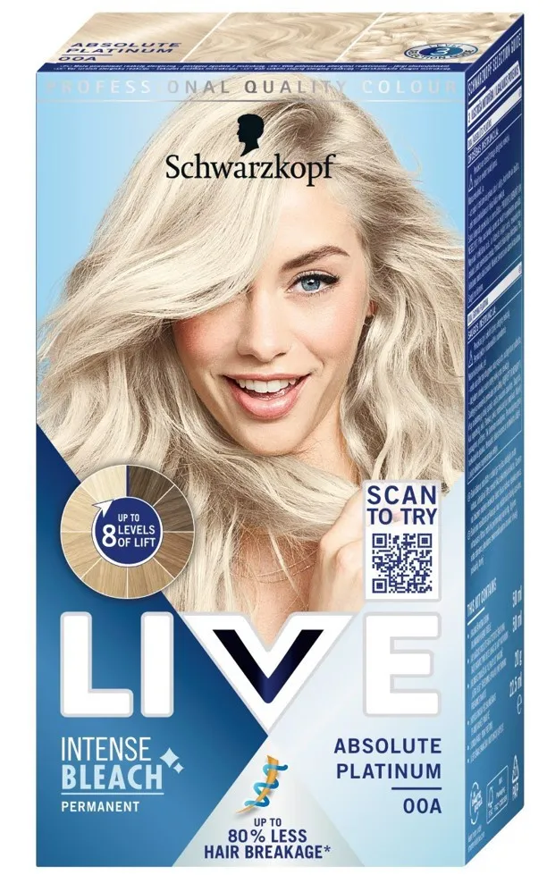 Schwarzkopf fehérítő - Live intense Bleach - 00A Absolute Platinum